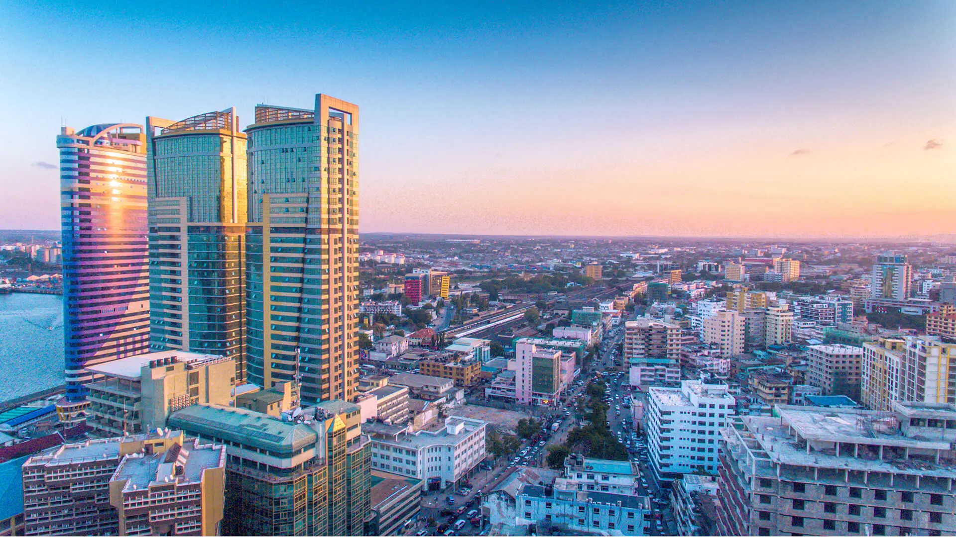 Dar es Salaam skyline at dusk